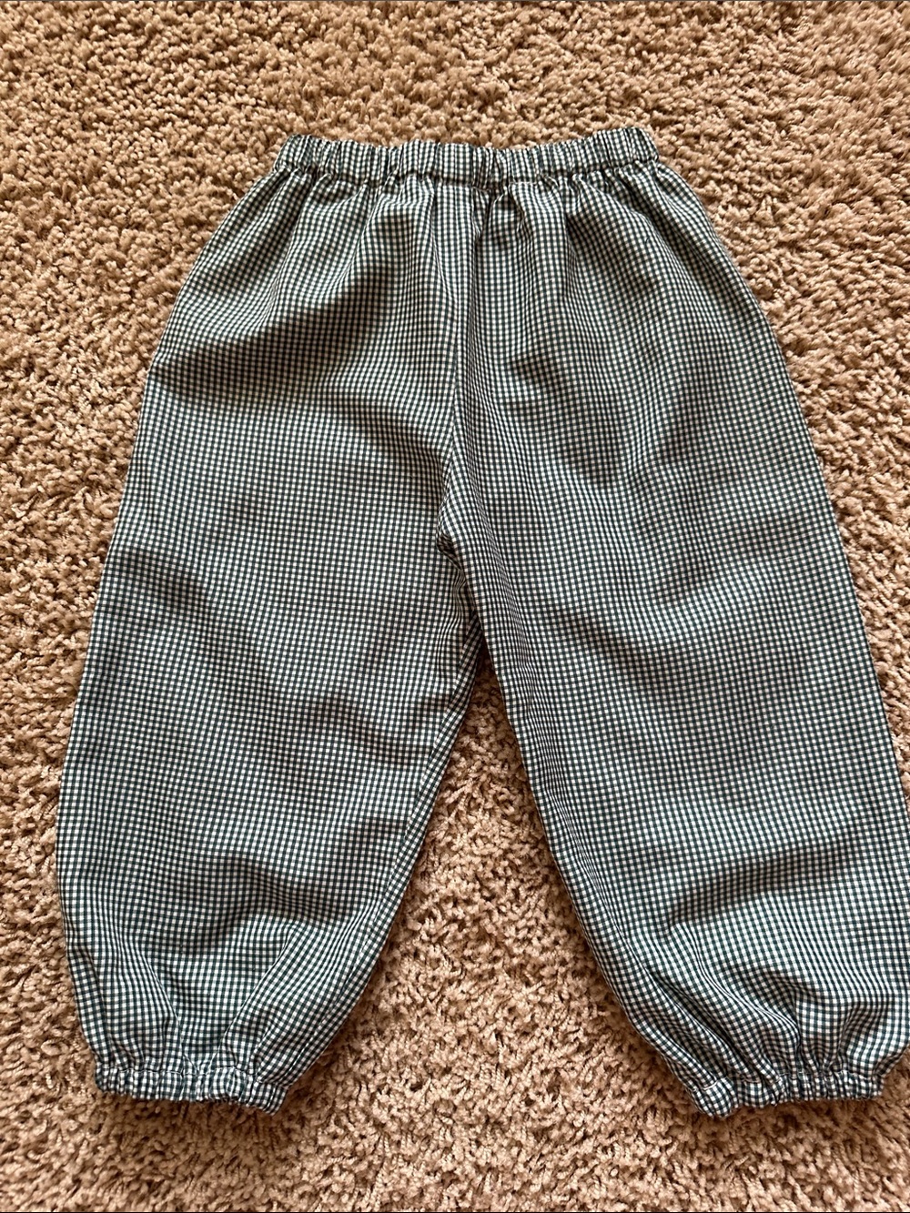 Kids Elastic Waist Gingham Pants - Black and White